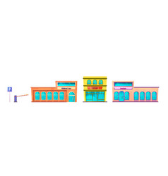 Parking Grocery Store Building Exterior Set