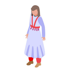 Tajikistan Cute Woman Icon Isometric City