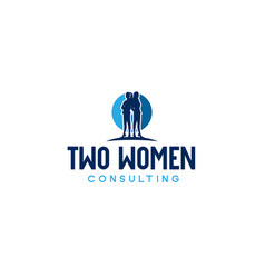 Modern Silhouette Two Women Human Logo Design