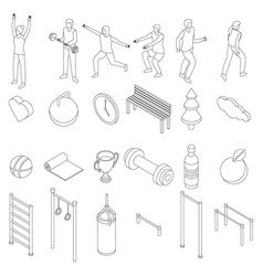 Outdoor Fitness Icons Set Outline