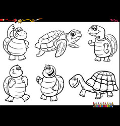 Cartoon Turtles Animal Characters Set Coloring