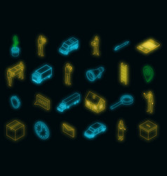 Relocation Icons Set Neon