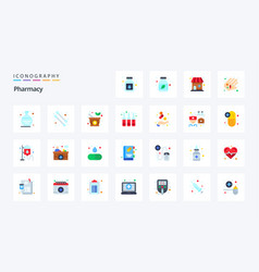 25 Pharmacy Flat Color Icon Pack