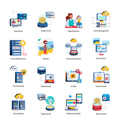 Collection Of Data Server Flat Icons