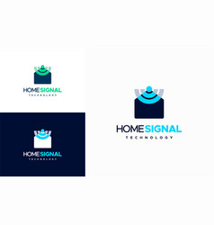 Home Signal House Logo Designs Concept Wifi