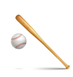 Realistic Detailed 3d Baseball Bat And Ball Set