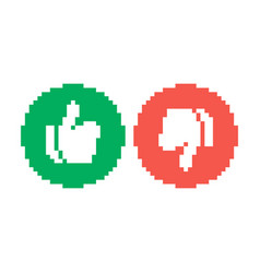 Round Green Icon With Thumb Up And Red Icon