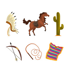 Wild West Symbols With Indian Feather Headdress