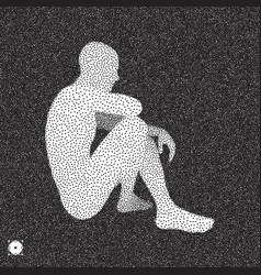 Sitting Man 3d Model Of Man Black And White