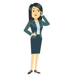 Work Call Phone Business Woman Cartoon Character