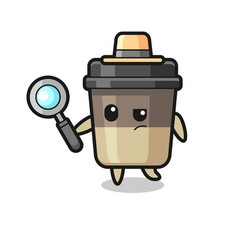 Coffee Cup Detective Character Is Analyzing A Case