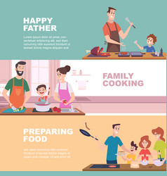 Family Cooking Mother And Father Help Kids