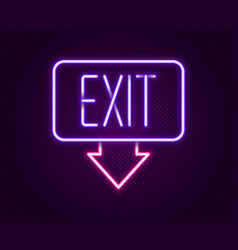 Glowing Neon Line Fire Exit Icon Isolated On Black