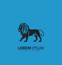 Lion Logo Template Design Icon Isolated On Blue