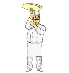 Man Cook Pizza Chef Tossing Pizza Dough Comic