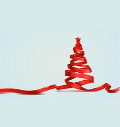 Red Ribbon Merry Christmas Tree Art Decoration