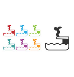 Black Swimmer Diving Into Pool Icon Isolated