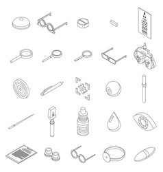 Eye Examination Icons Set Outline