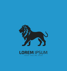 Lion Logo Template Design Icon On Blue Background