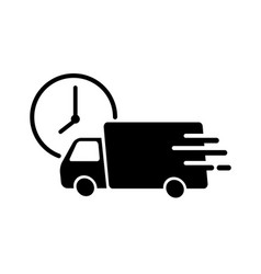 Shipping Fast Delivery Truck With Clock Icon