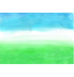 Abstract Green Grass And Blue Sky Watercolor