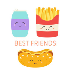 Kawaii Hot Dog French Fries And Drink