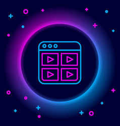 Glowing Neon Line Music Playlist Icon Isolated