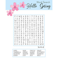 Hello Spring Word Search Puzzle Logic Game