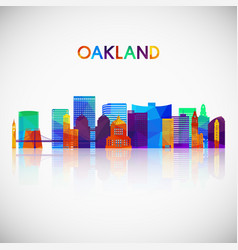 Oakland Skyline Silhouette In Colorful Geometric