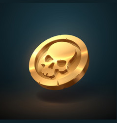 Golden Skull Coin With Glow And Shadow Effect