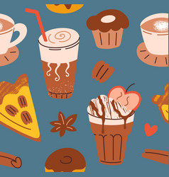 Hot Coffee Cozy Autumn Mood Seamless Pattern