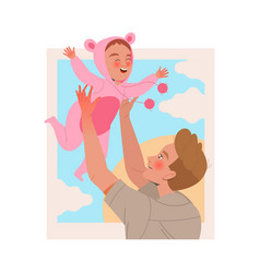 Father Throwing Toddler Boy In The Air