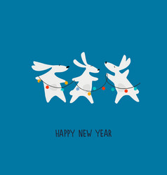 New Year Greeting Card With Water Rabbit Zodiac