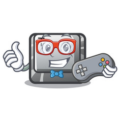 Gamer Button T In Keyboard Cartoon