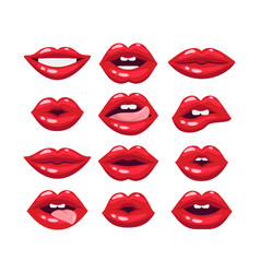 Lips Of Women With Red Lipstick