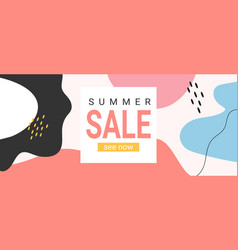 Summer Sale Banner Template With Abstract Shapes