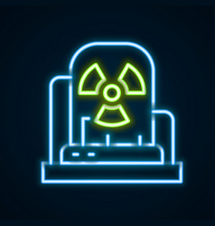 Glowing Neon Line Radioactive Warning Lamp Icon