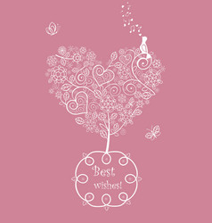 Pink Beautiful Wedding Card With Lacy Tree