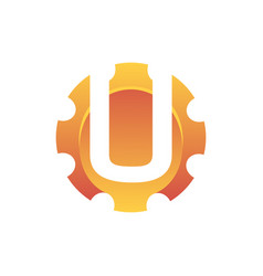 Initial Letter U Gear Engineering Logo Design