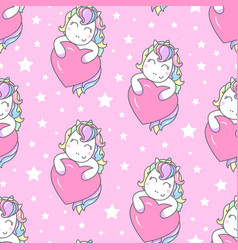 Seamless Pattern With Unicorn And Heart