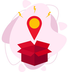 An Open Box And A Geolocation Point Above