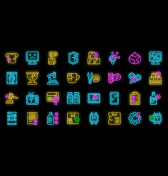 Defective Product Icons Set Neon