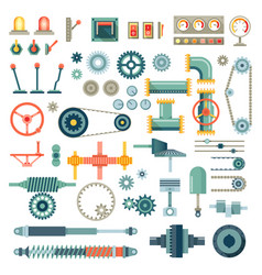 Parts Of Machinery Flat Icons Set