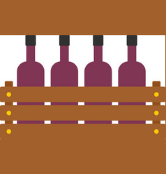 Wood Box Wine Bottle Icon Flat Isolated