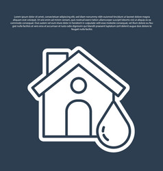 Blue Line House Flood Icon Isolated On