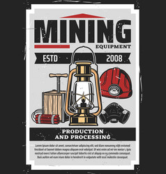 Miner Helmet Lamp Dynamite And Mask Coal Mining