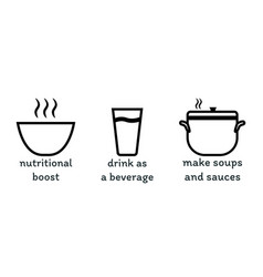 Set Of Icons For Broth Or Soup For Cancer