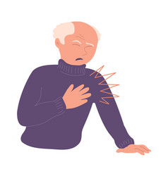 Elderly Man With Heart Pain On White Background