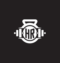 Initial Hr Logo Design Ideas With Simple Dumbbell