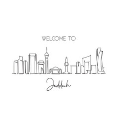 One Continuous Line Drawing Jeddah City